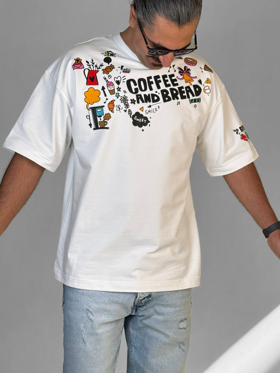 تیشرت باکسی مردانه طرح Coffee&Bread