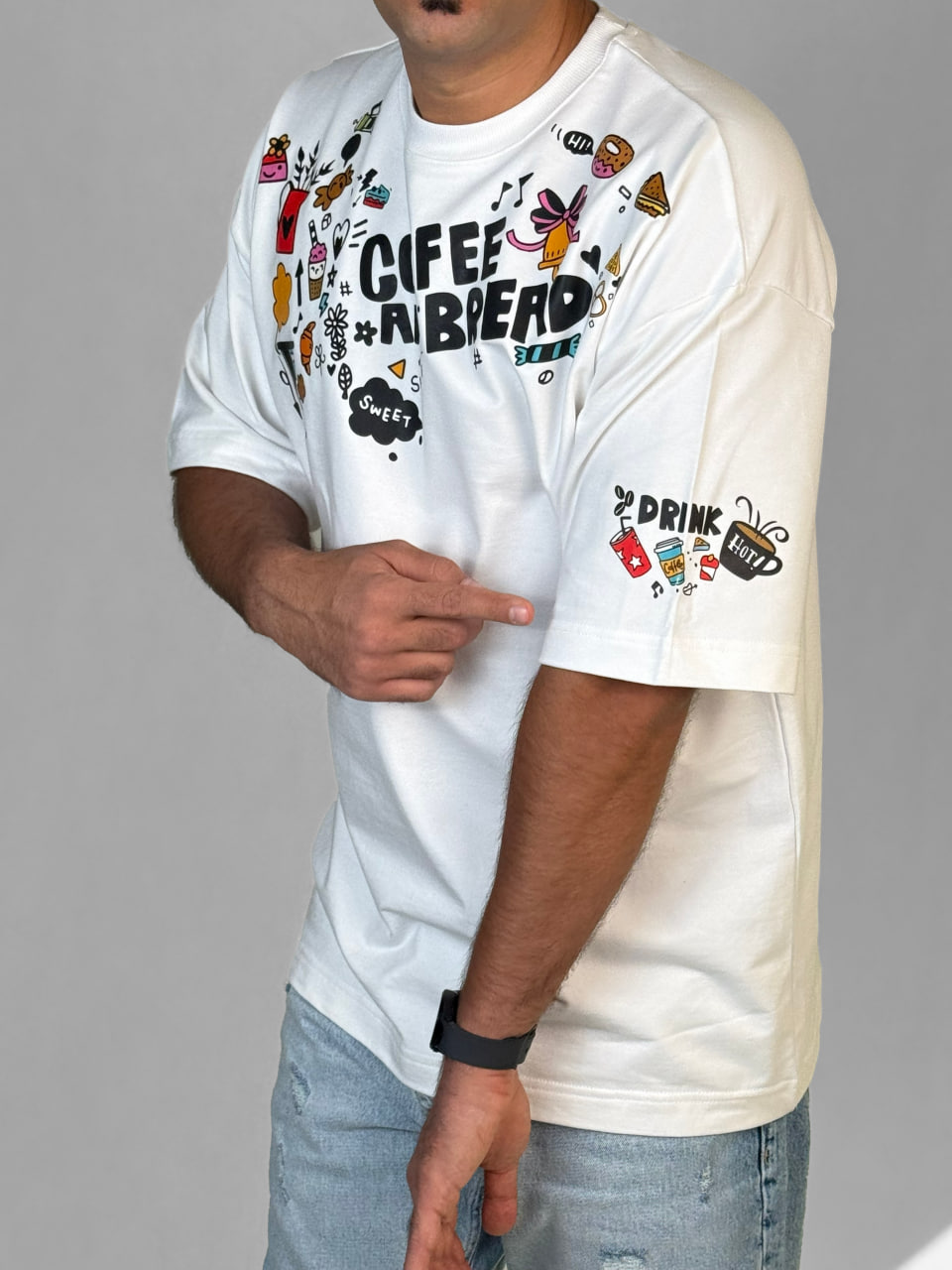 تیشرت باکسی مردانه طرح Coffee&Bread