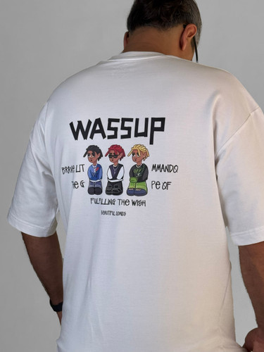 تیشرت باکسی ماکان با چاپ wassup