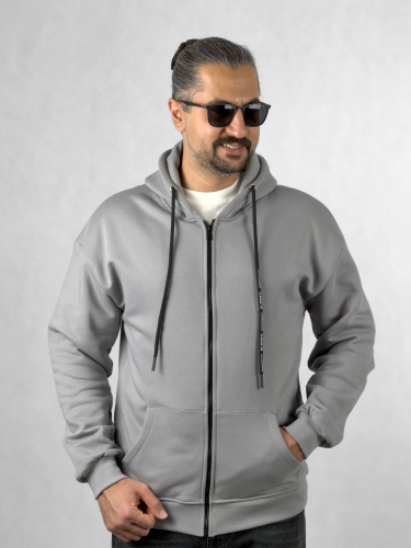 سویشرت کلاهدار سهنخ پنبه داخل کرکی زیپی