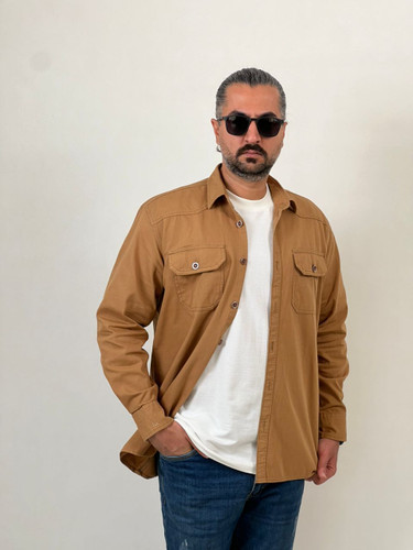 پیراهن مردانه کتان کجراه دو جیب