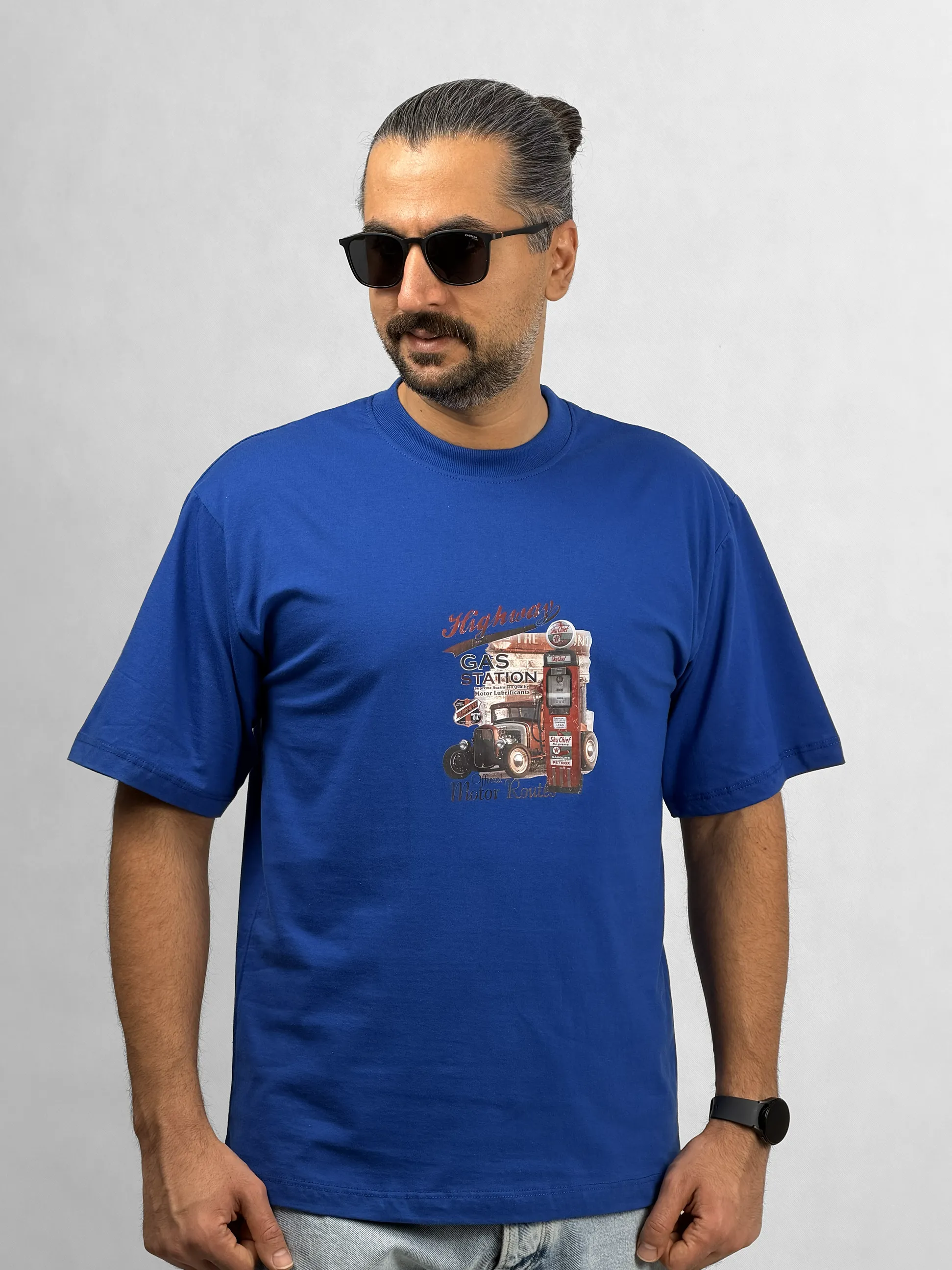 تیشرت مردانه آستین کوتاه جنس پنبه با طرح چاپی Highway