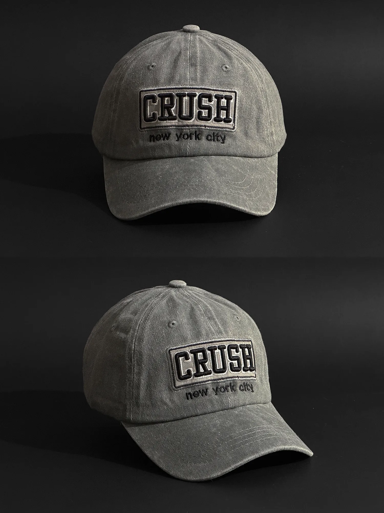 کلاه کپ بیسبالی کتان سنگشور وینتیج با گلدوزی CRUSH (وارداتی درجه یک)