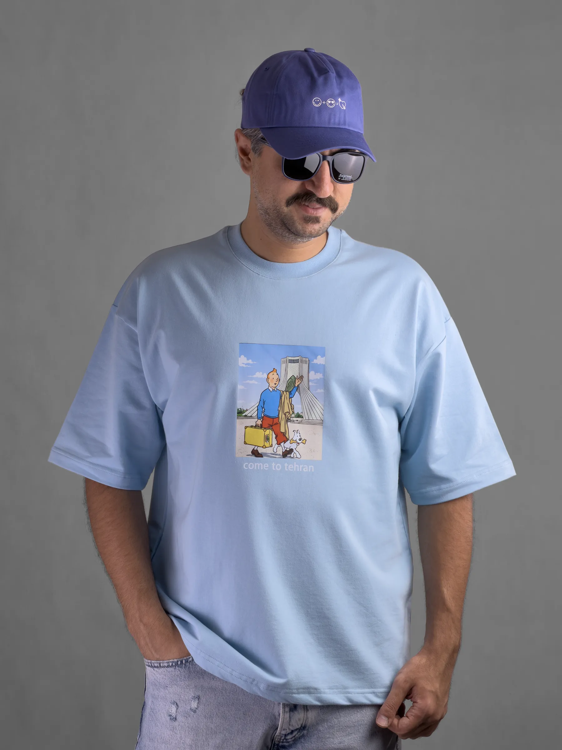 تیشرت باکسی یونیسکس ماکان پنبه TINTIN IN TEHRAN