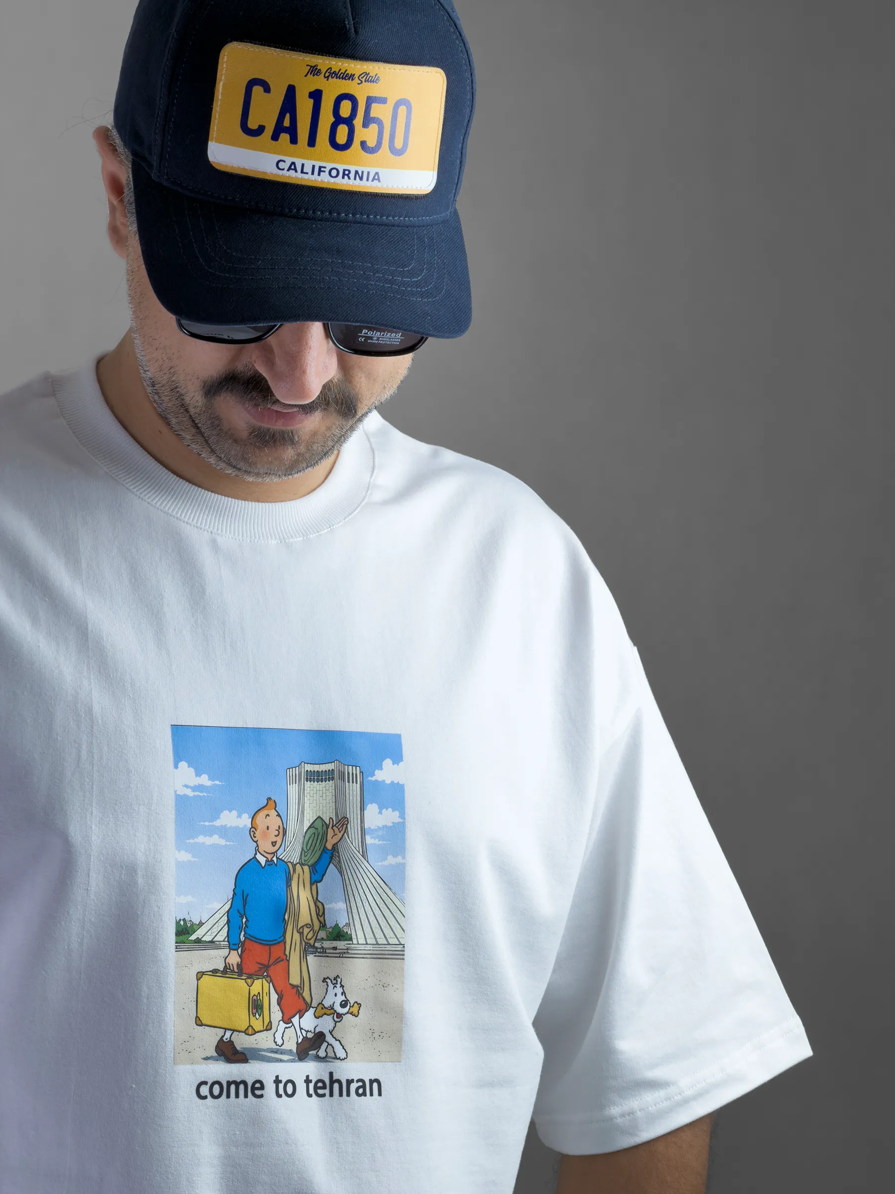 تیشرت باکسی یونیسکس ماکان پنبه TINTIN IN TEHRAN