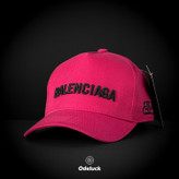 کلاه کپ بیسبالی کتان آستردار سگک فلزی BALENCIAGA | نمای روبرو صورتی