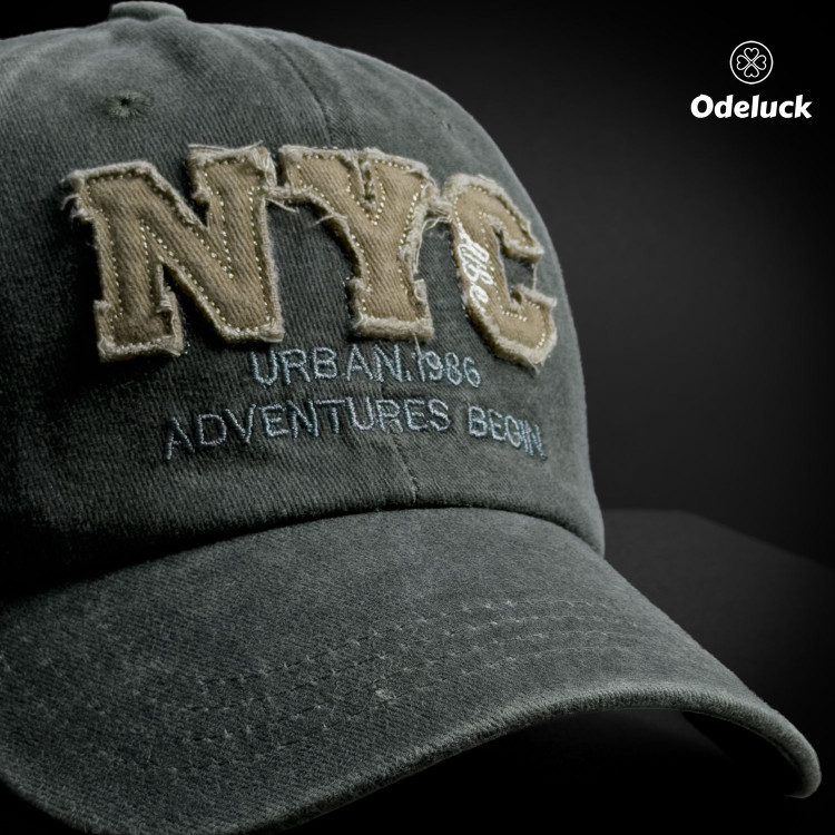کلاه کپ کتان سنگشور NYC ADVENTURE | جزئیات تکه دوزی و گلدوزی جلوی کلاه