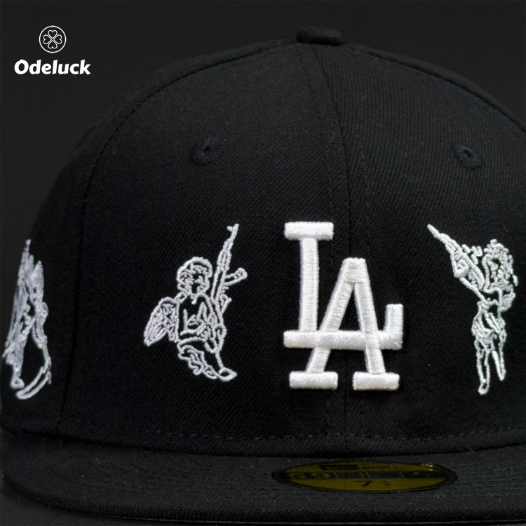 کلاه کپ بک فیت NEW ERA - LA DODGERS NO MONEY NO HAPPY | جزئیات گلدوزی جلو
