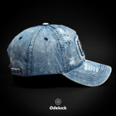 VINTAGE WASHED BASEBAL DENIM CAP | STRAP BACK | STRUCTURED | LA | SIDE VIEW