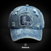 VINTAGE WASHED BASEBAL DENIM CAP | STRAP BACK | STRUCTURED | LA | FRONT VIEW