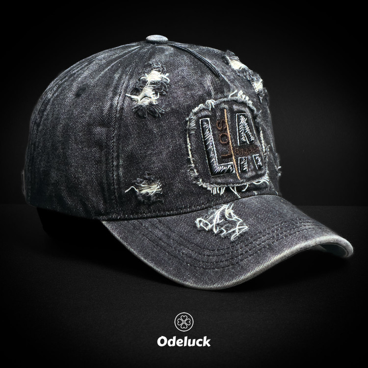 VINTAGE WASHED BASEBAL DENIM CAP | STRAP BACK | STRUCTURED | LA | PRESPECTIVE VIEW
