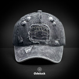 VINTAGE WASHED BASEBAL DENIM CAP, STRAP BACK, STRUCTURED, BRKLYN | FRONT VIEW