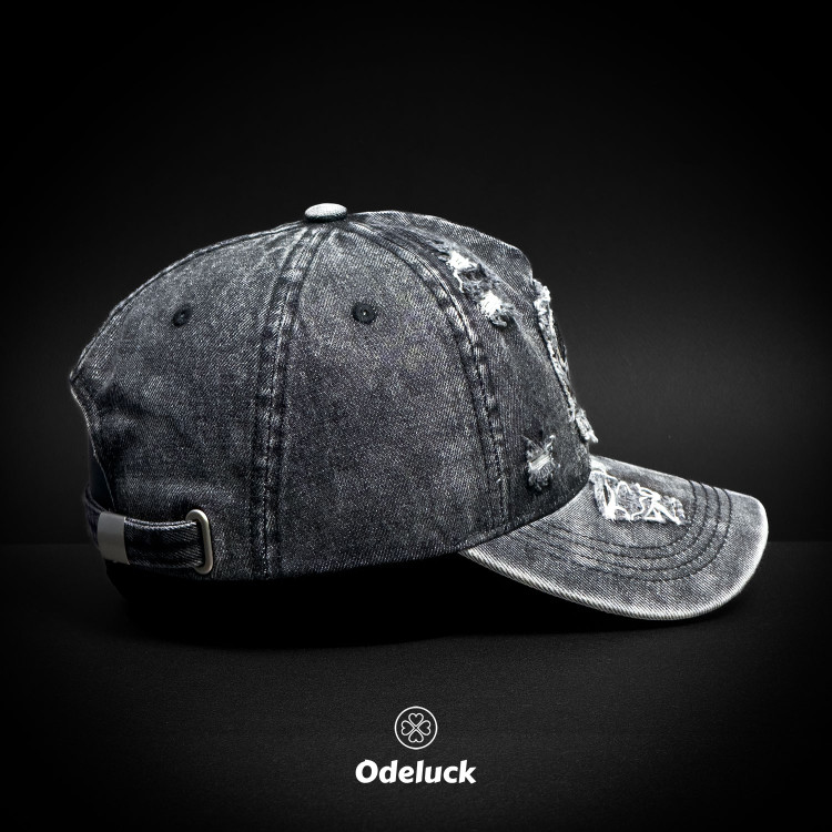 VINTAGE WASHED BASEBAL DENIM CAP | STRAP BACK | STRUCTURED | BRKLYN | SIDE VIEW