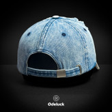 VINTAGE WASHED BASEBAL DENIM CAP | STRAP BACK | STRUCTURED | BRKLYN | STRAP - BACK VIEW