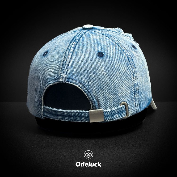 VINTAGE WASHED BASEBAL DENIM CAP | STRAP BACK | STRUCTURED | BRKLYN | STRAP - BACK VIEW