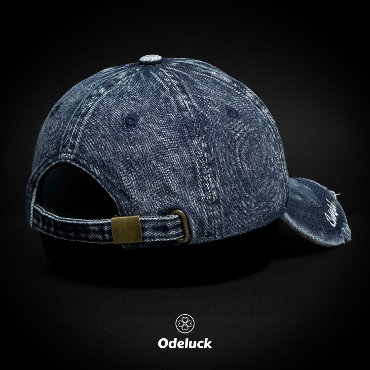 VINTAGE WASHED BASEBAL DENIM CAP | STRAP BACK | UNSTRUCTURED | COLORFUL | STRAP - BACK VIEW