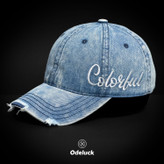 VINTAGE WASHED BASEBAL DENIM CAP | STRAP BACK | UNSTRUCTURED | COLORFUL | SIDE VIEW