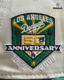 پچ گلدوزی شده اختصاصی los angeles dodgers 50th anniversary روی بغل کلاه کپ نیو ارا