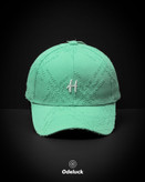 کلاه کپ کتان زاپ دار سبز پاستلی با بند تنظیم سگک فلزی
