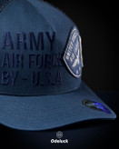 گلدوزی برجسته متنی Army Air Force U.S.A روی پارچه کتان سرمهای