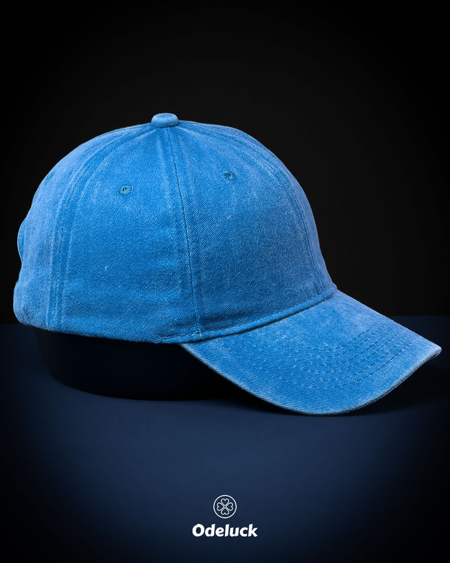 کلاه کپ بیسبالی کتان سنگشور بیسیک وارداتی رنگ ابی رویال نمای بغل Dad Hat ادلاک