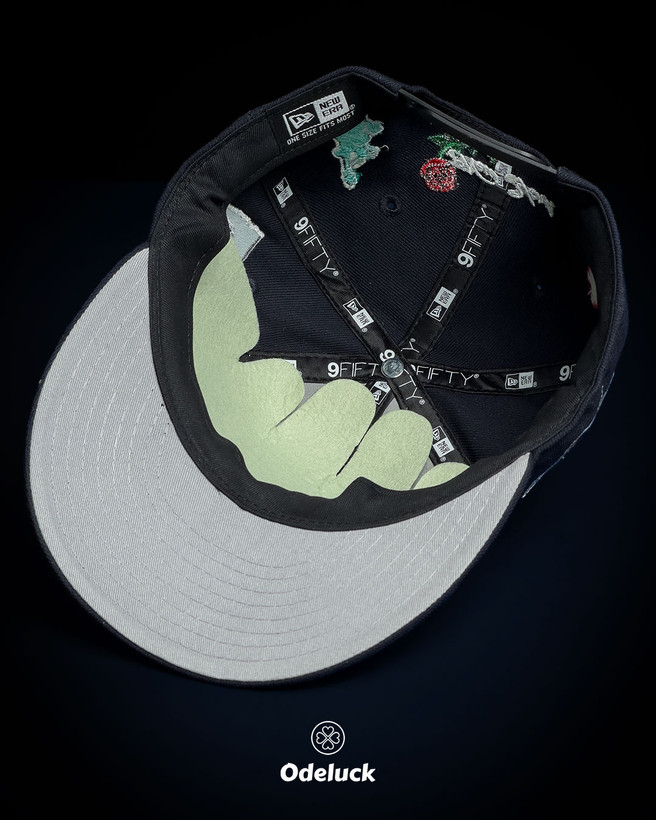 نمای داخل کلاه کپ نیو ارا NY YANKEES BUTTERFLY نوکمدادی و زیر نقاب طوسی