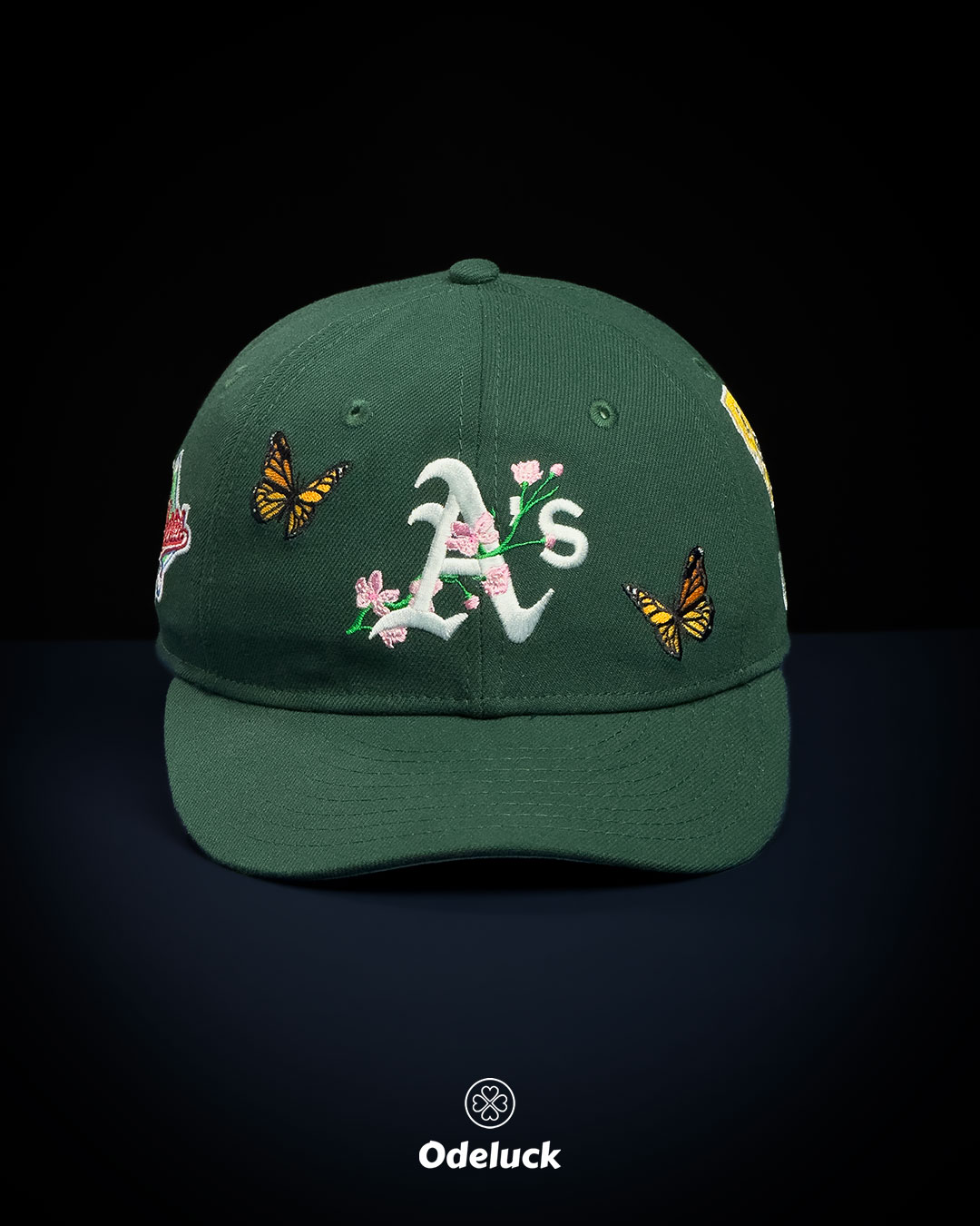 کلاه کپ اسنپ بک نیو ارا OAKLAND ATHLETICS BUTTERFLY کاستوم سبز نمای روبرو