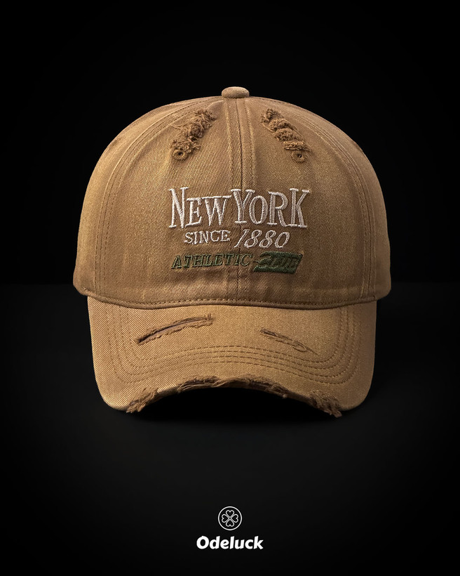 کلاه بیسبالی کتان زاپدار New York رنگ شتری کد 179