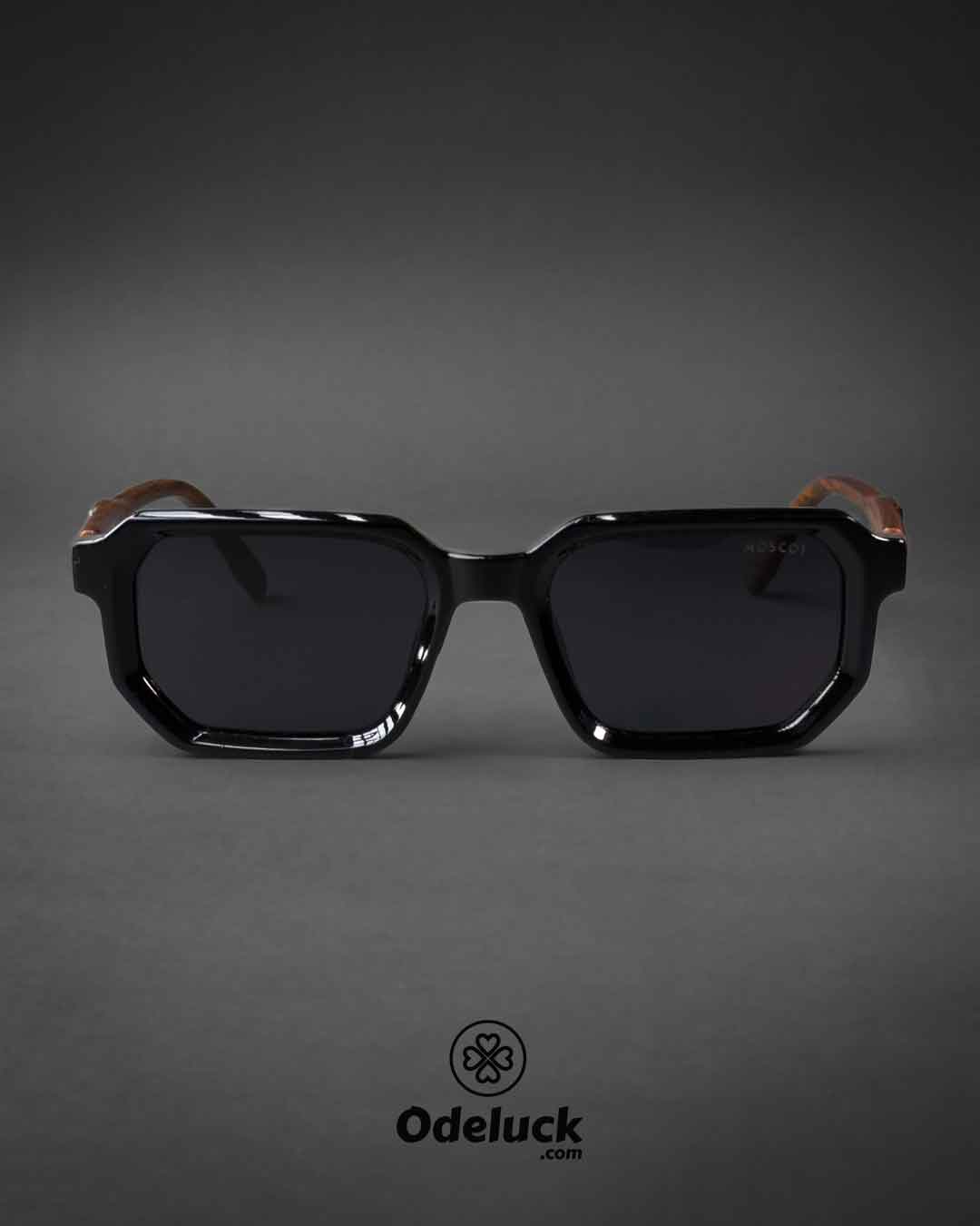 نمای کامل روبرو عینک آفتابی چندضلعی MOSCOT مشکی براق کد 466
