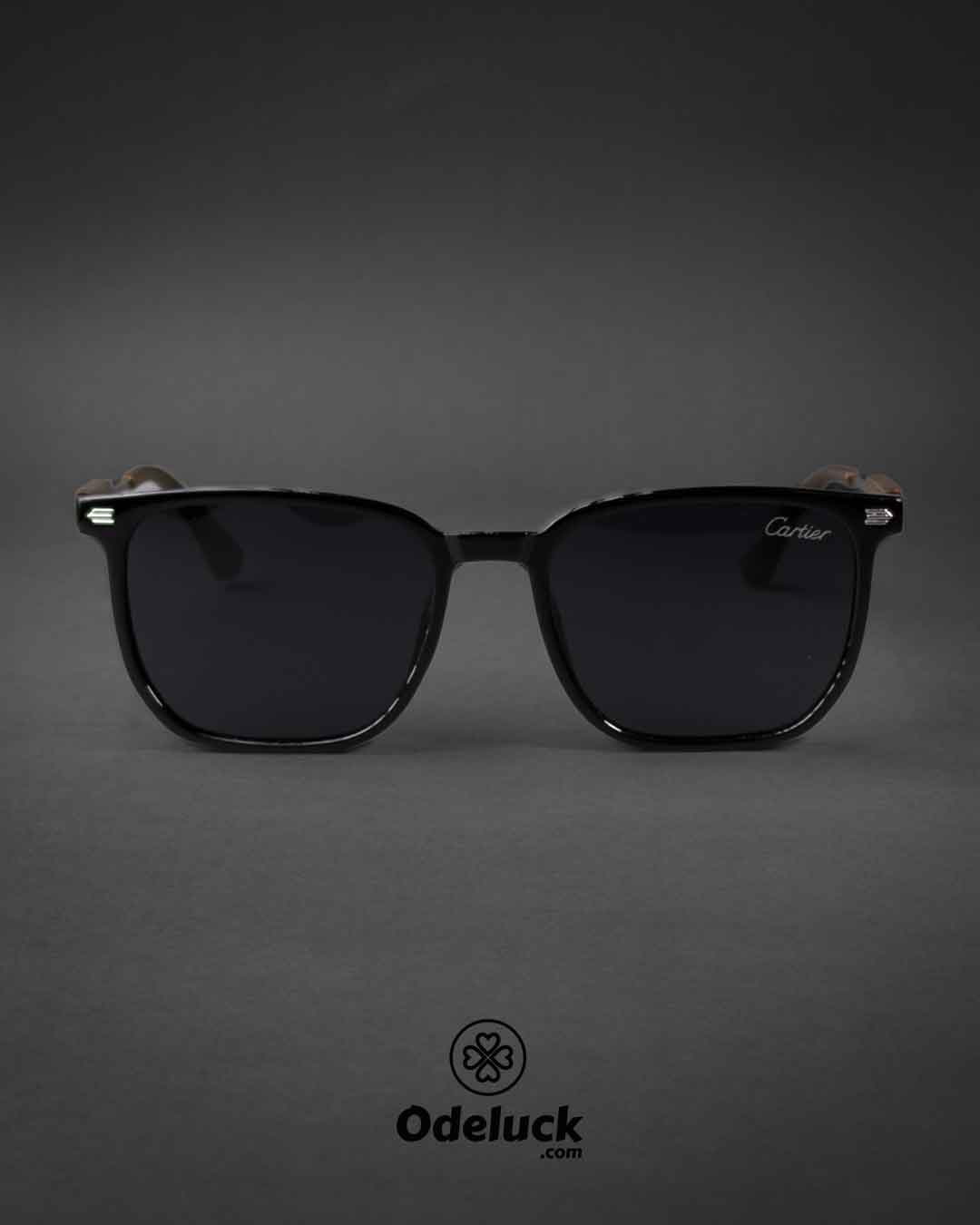 نمای کامل روبرو عینک آفتابی CARTIER فریم مشکی مدل TC4953 کد 468