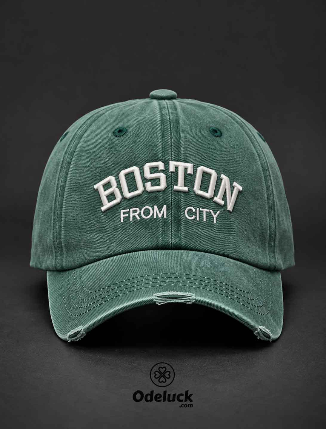 کلاه کتان سنگشور بیسبالی boston کد 223 نمای روبرو رنگ سبز جنگلی