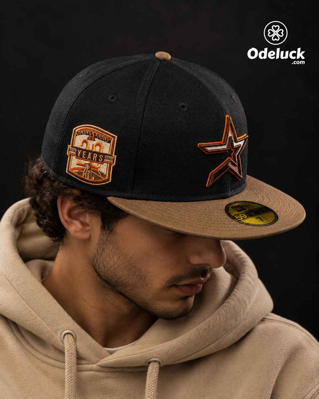 نمای سه رخ کلاه بک فیت نیو ارا HOUSTON ASTROS 20TH روی سر مدل مرد
