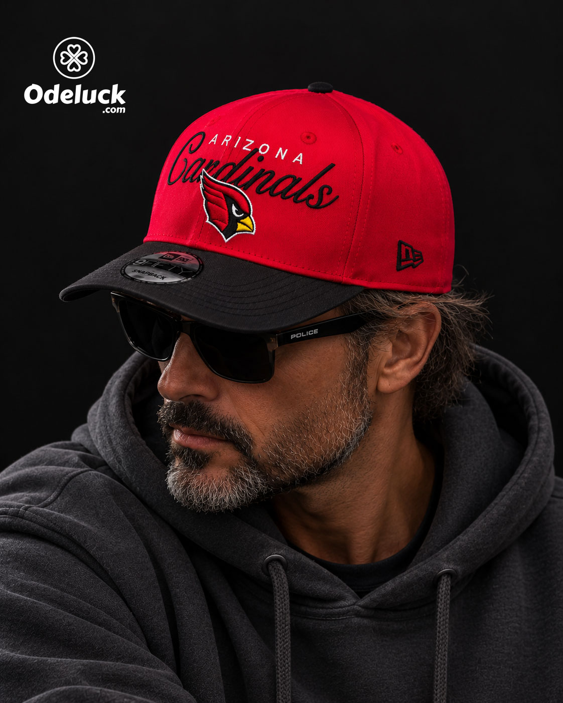 استایل استریت‌ویر مردانه با کلاه اسنپ بک آریزونا کاردینالز CARDINALS کد 484 و هودی تیره
