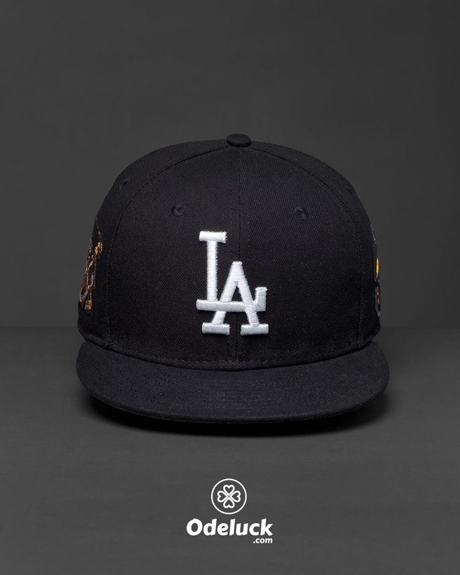 نمای روبهرو کلاه بکفیت نیو ارا 59FIFTY با لوگوی سفید LA کد 489