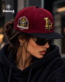 استایل زنانه با کلاه بکفیت زرشکی نیو ارا LA Dodgers مدل 60th Anniversary کد 493