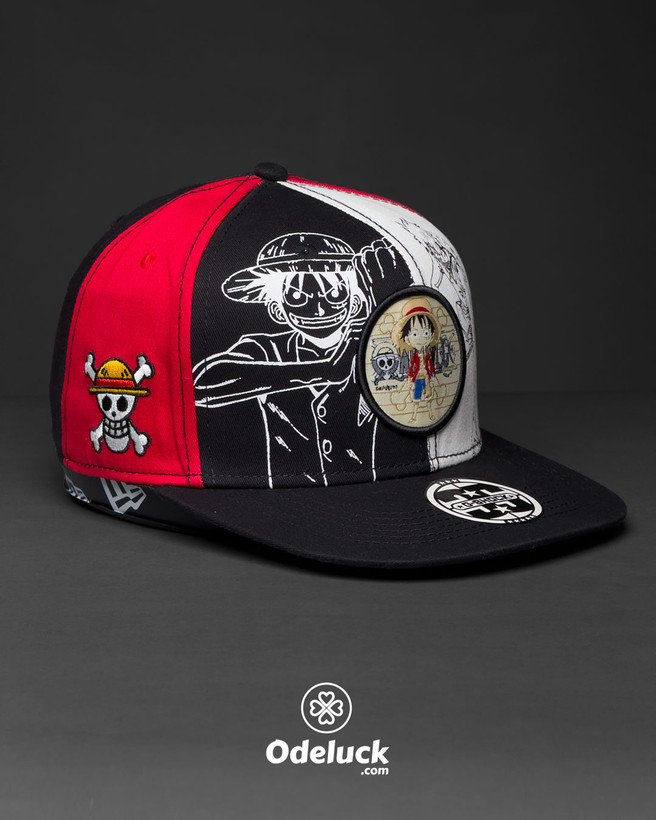 نمای سهرخ کلاه نیو ارا ONE PIECE مشکی سفید قرمز با گلدوزی جمجمه کد 495