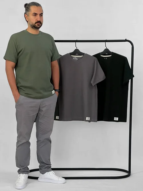 تیشرت کبریتی آستین کوتاه مردانه مدل Basic